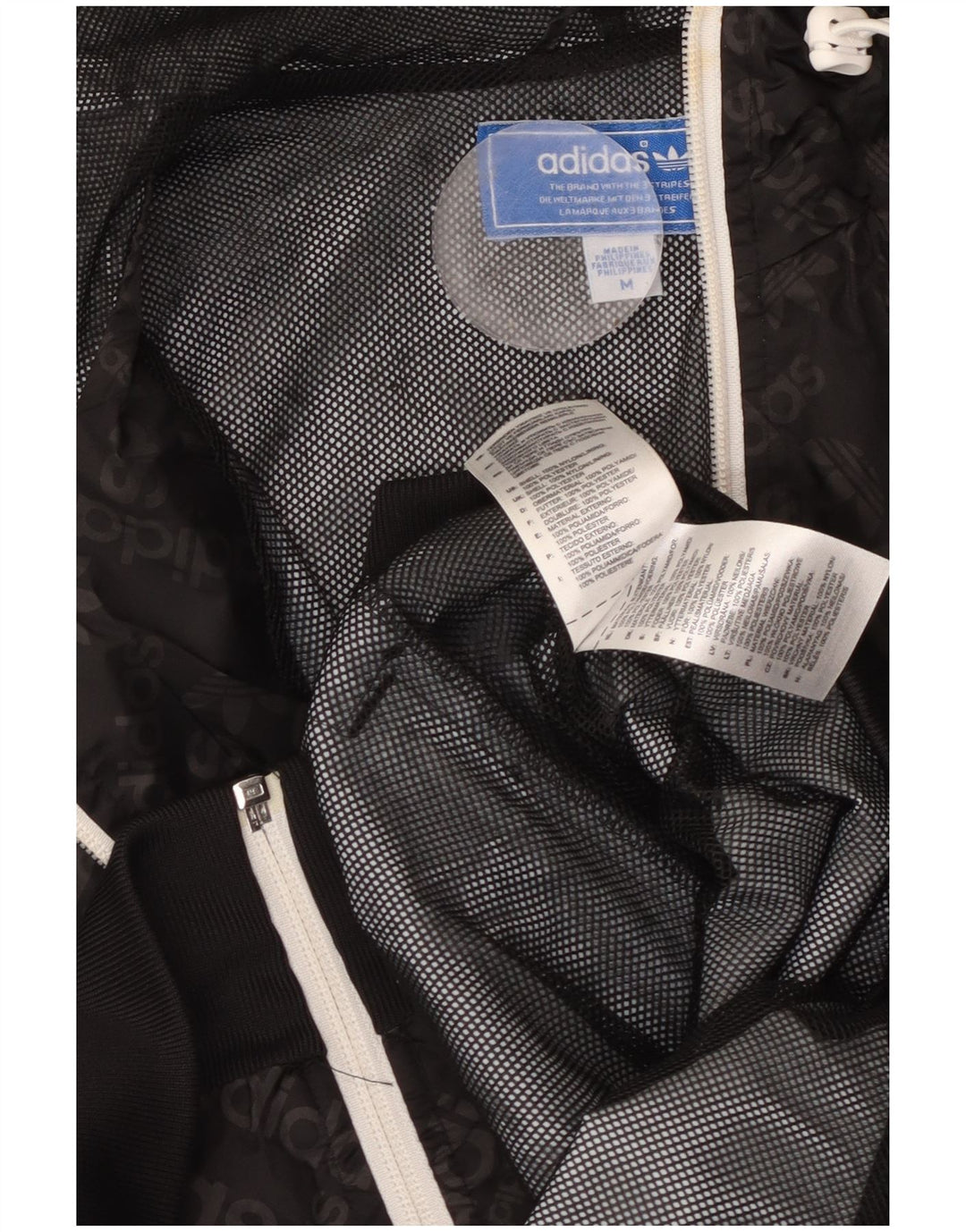 ADIDAS Herren Graphic Hooded Rain Jacket UK 38 Mittelschwarzes Polyamid