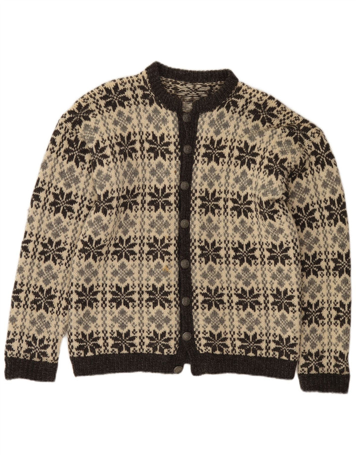 Vintage Herren Cardigan Pullover Klein Grau Fair Isle