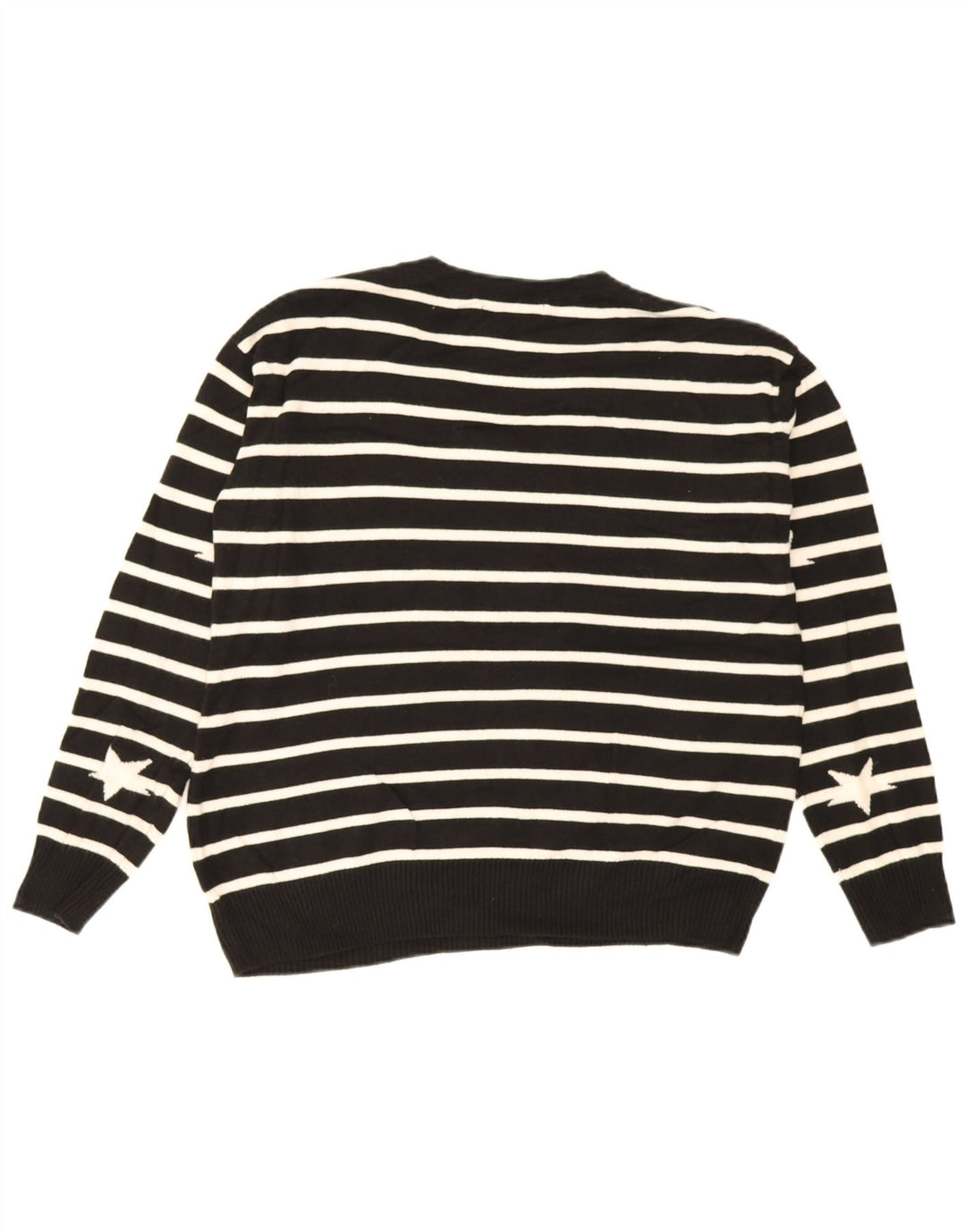 Marks & Spencer Damen-Pullover mit V-Ausschnitt, Gr. 14, Größe L, schwarz gestreift