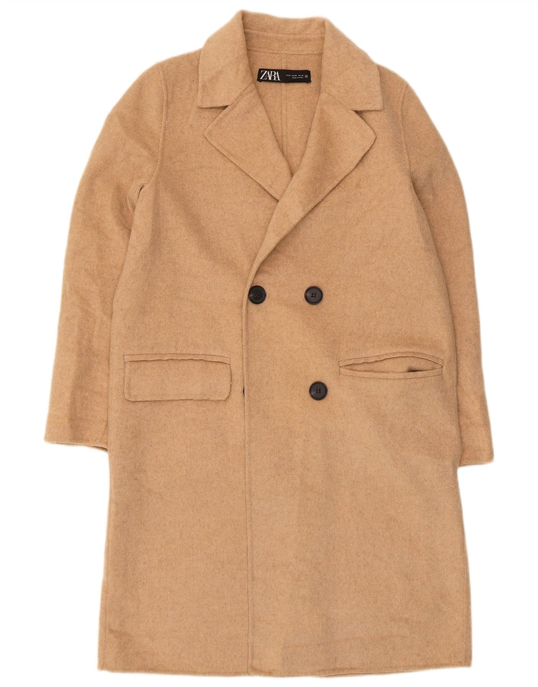 Zara Damen Übergroßer Mantel UK 6 XS Beige Wolle