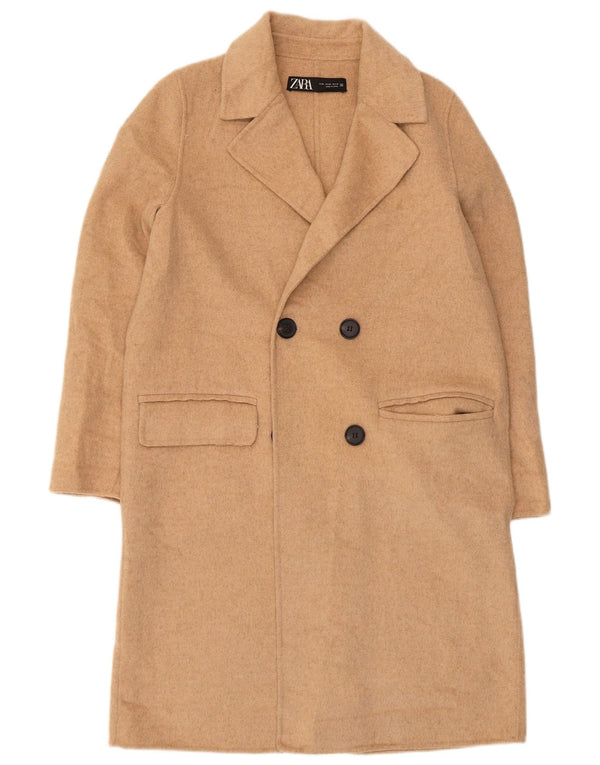Zara Damen Übergroßer Mantel UK 6 XS Beige Wolle