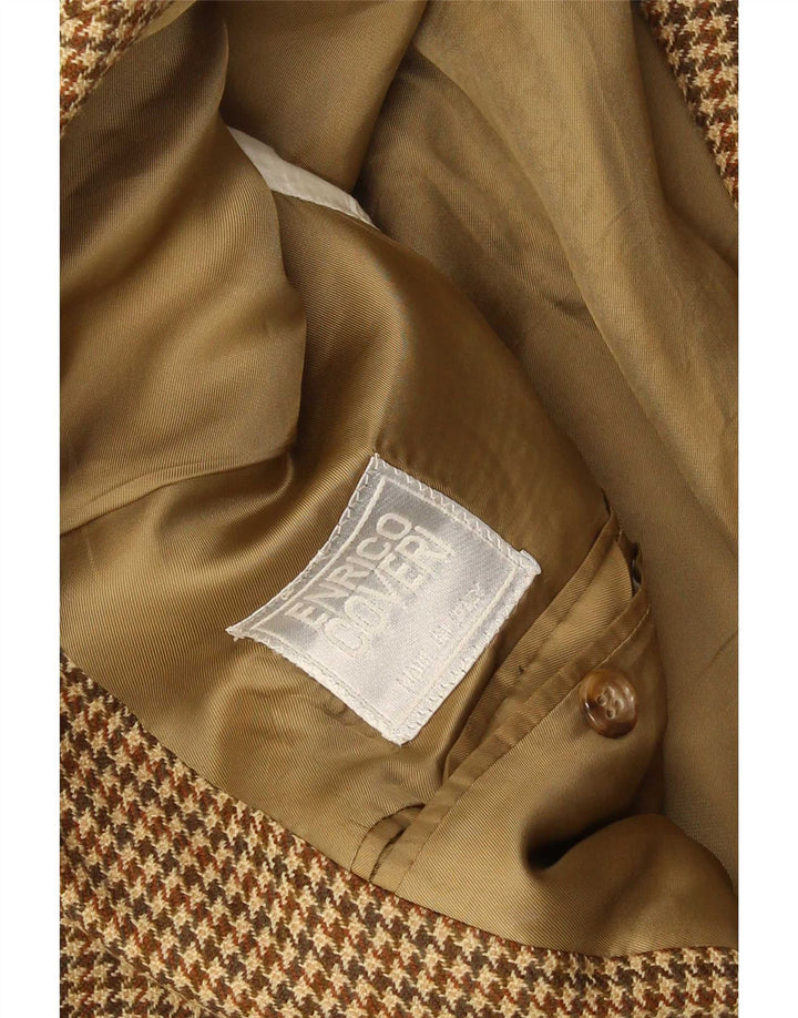 Enrico Coveri Herren-Blazer mit 2 Knöpfen, Gr. 40, Braun, Hahnentrittmuster