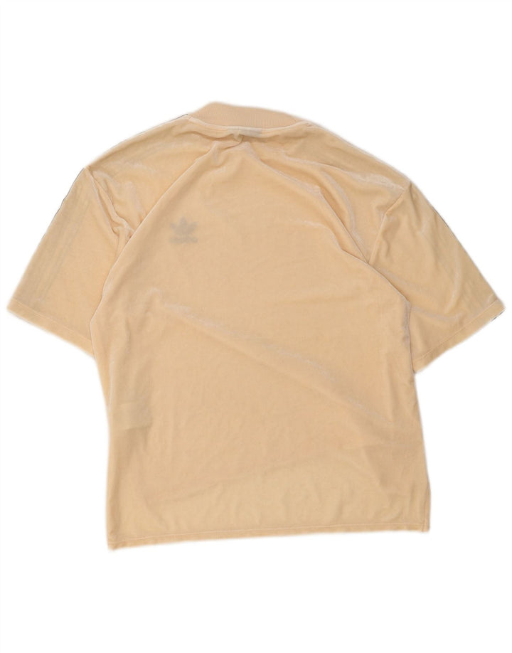 Adidas Damen Velour T-Shirt Top UK 10 Small Beige Polyester