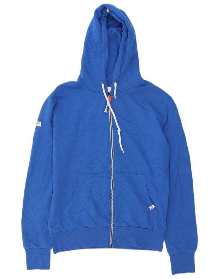 Superdry Herren-Kapuzenpullover mit Reißverschluss, mittelblaue Baumwolle