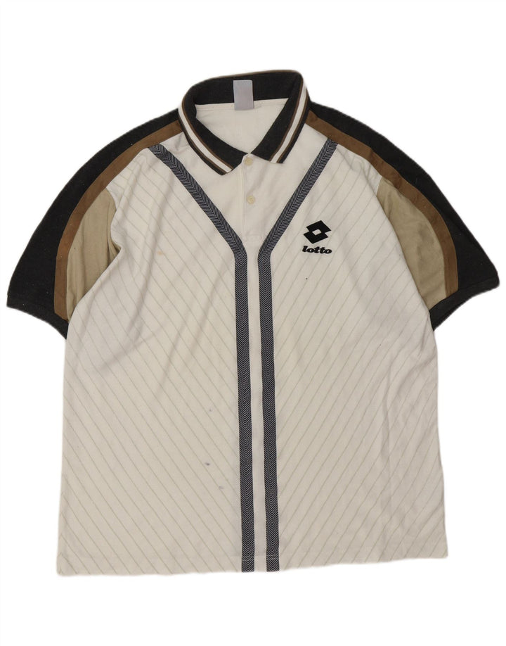 LOTTO Herren-Poloshirt XL, weißes Colourblock-Polyester