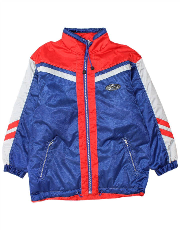 VINTAGE Boys Windbreaker Jacket 15-16 Years Blue Colourblock Polyamide