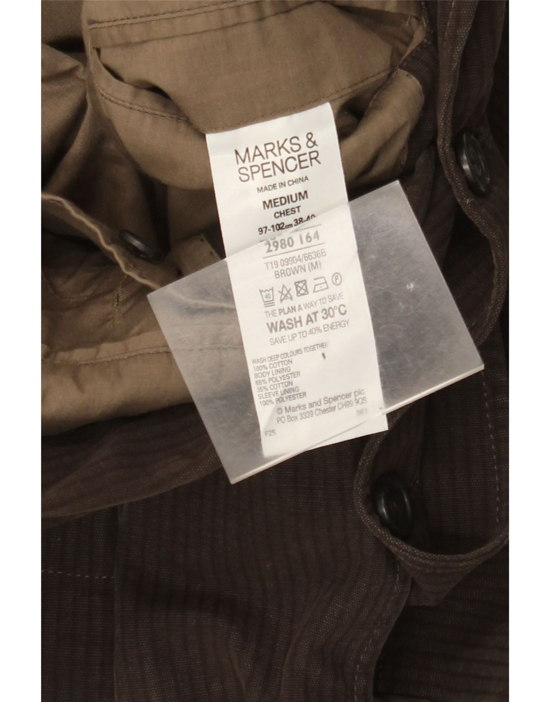 Marks & Spencer Herren-Blazer mit 2 Knöpfen, UK 38, mittelbraun, Nadelstreifen