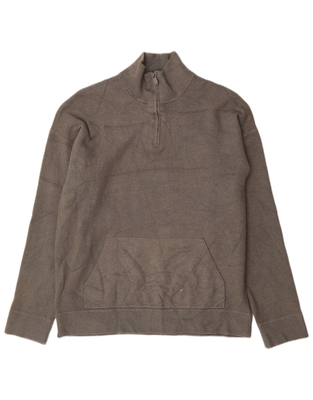 MASSIMO DUTTI Herren-Pullover mit Reißverschluss, XL, graue Viskose