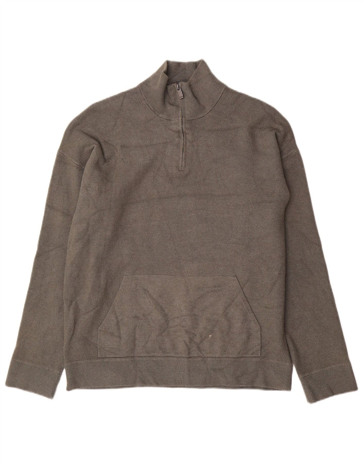 MASSIMO DUTTI Herren-Pullover mit Reißverschluss, XL, graue Viskose