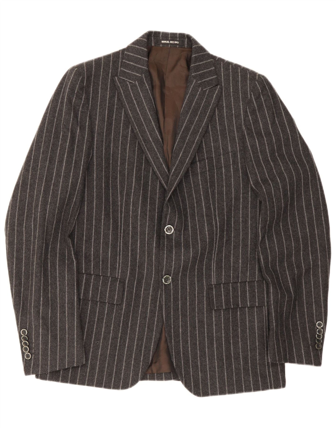 Manuel Ritz Pipo Herren-Blazer mit 2 Knöpfen, IT 50, große grau gestreifte Wolle
