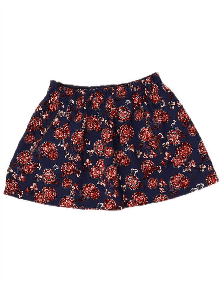 Zara Damen Minirock Medium W28 Marineblau geblümt