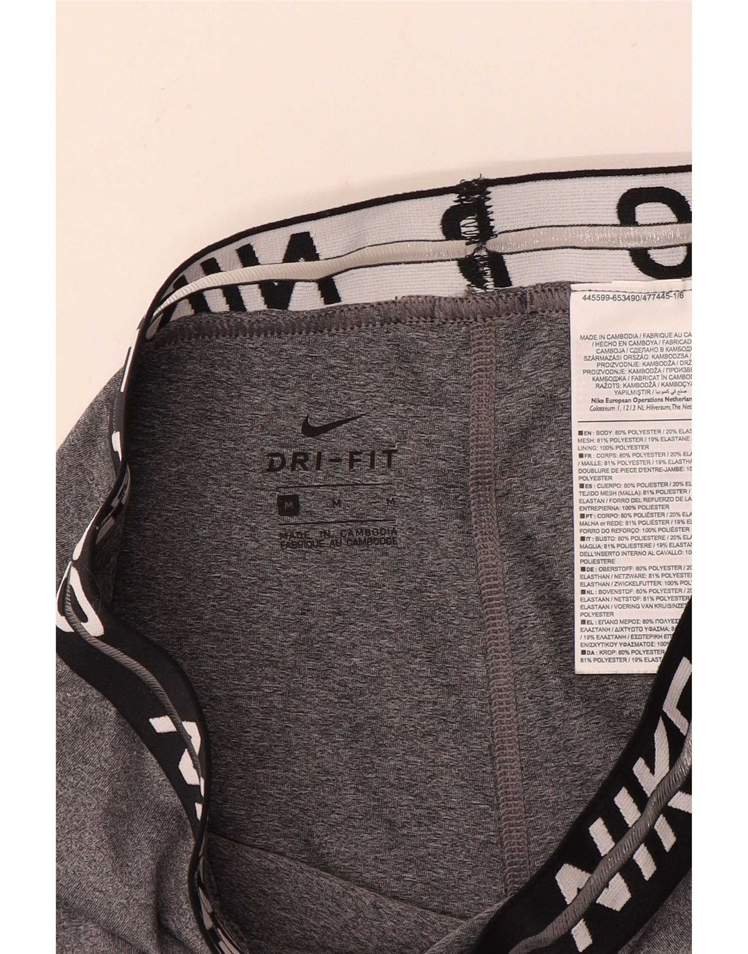Nike Damen Dri Fit Graphic Leggings UK 14 Mittelgrau Farbblock