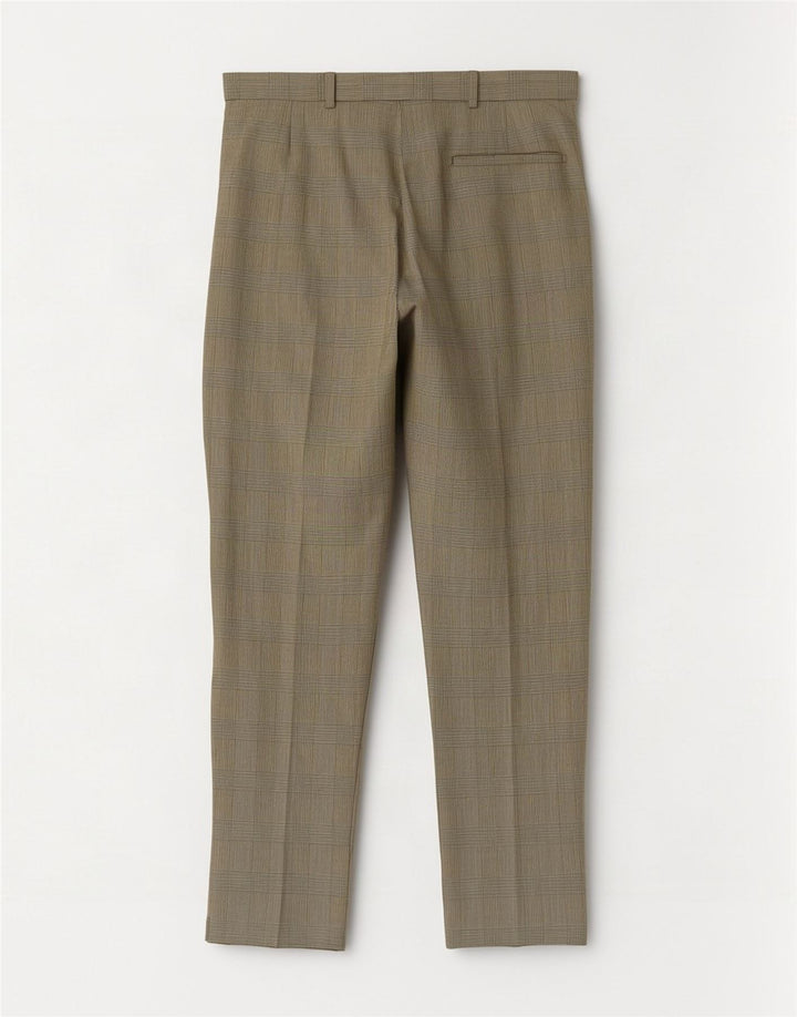 Gerade Herren-Anzughose von Marks & Spencer, W36, L29, beige karierte Wolle
