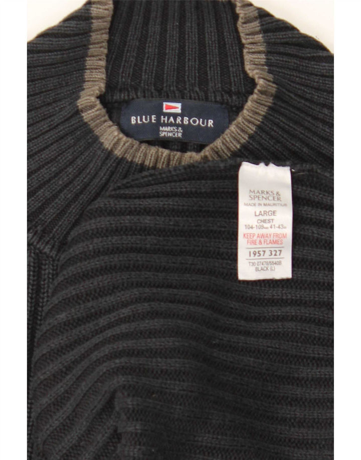 Marks & Spencer Herren-Pullover „Harbor“ in Blau mit Rundhalsausschnitt, Größe L, Marineblau
