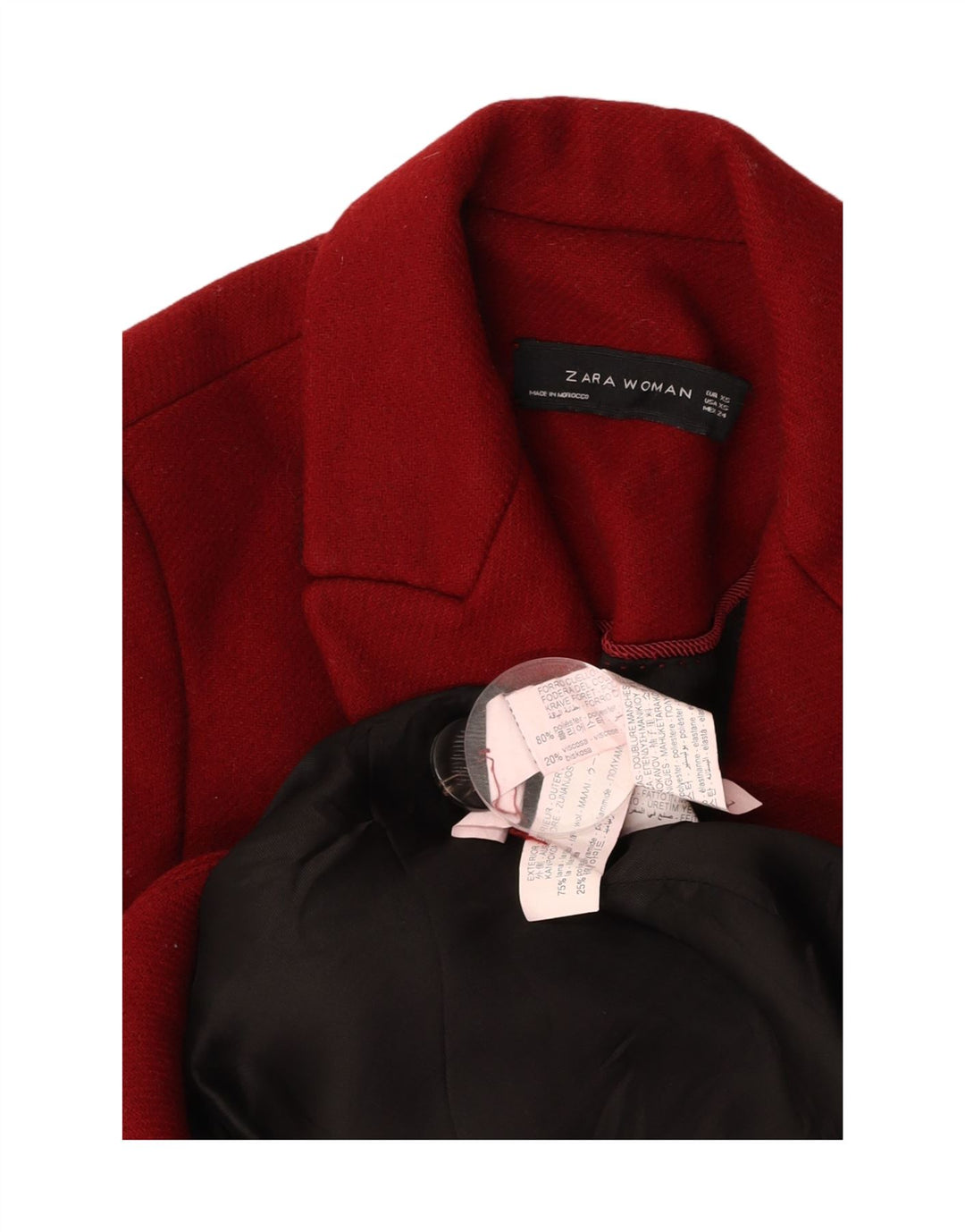 ZARA Damen Mantel UK 6 XS Rot Polyester