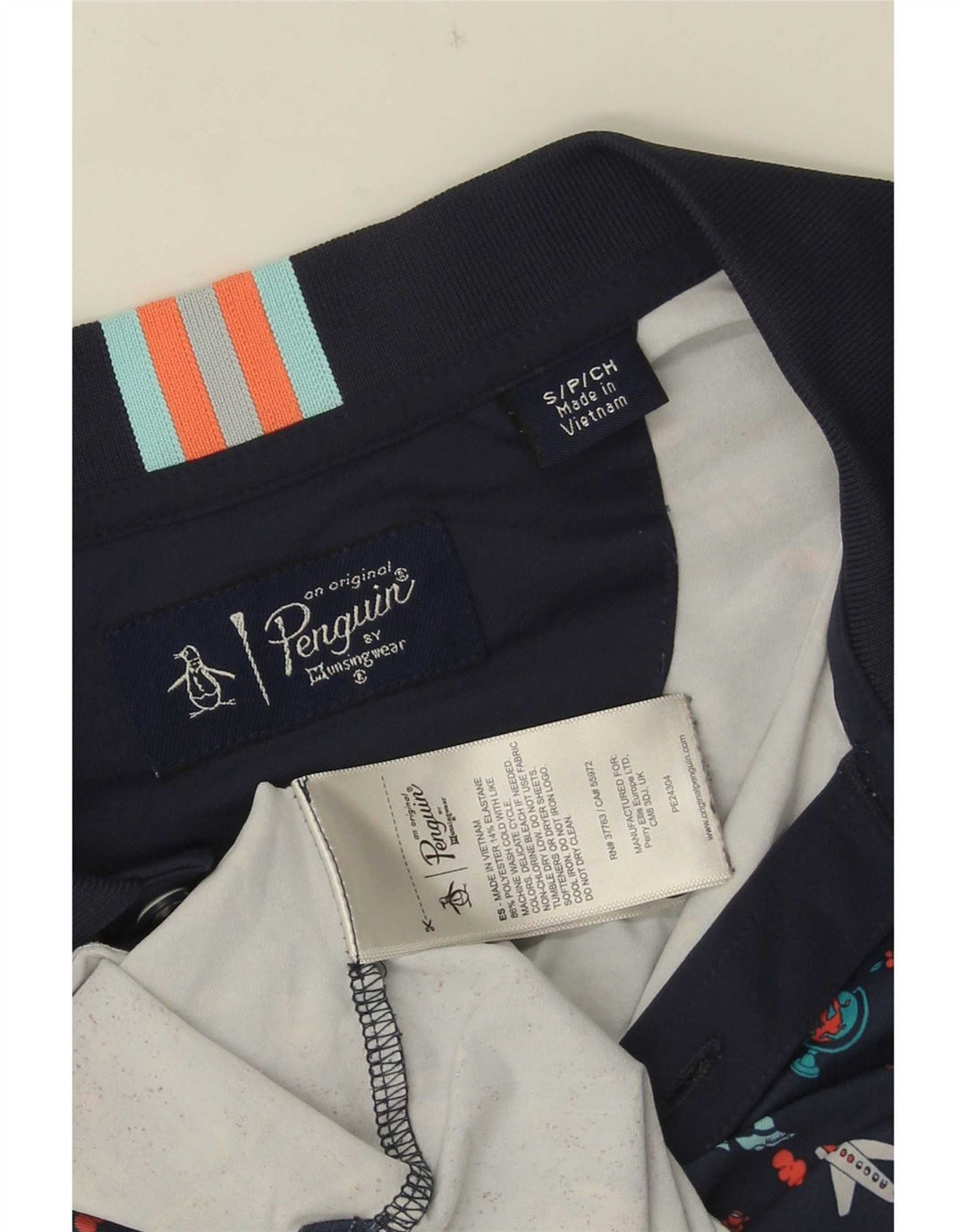 Penguin Herren-Poloshirt mit Grafik, Größe S, Marineblau, Polyester