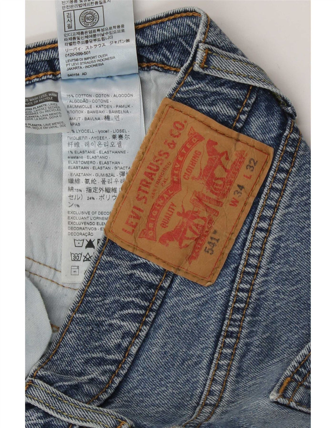 Levi's Herren 541 Straight Jeans W34 L32 Blaue Baumwolle