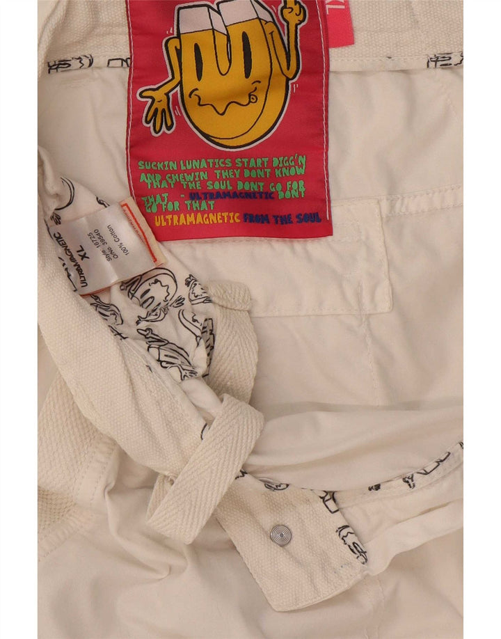 Ultramagnetische Herren-Cargoshorts XL W38, weiße Baumwolle
