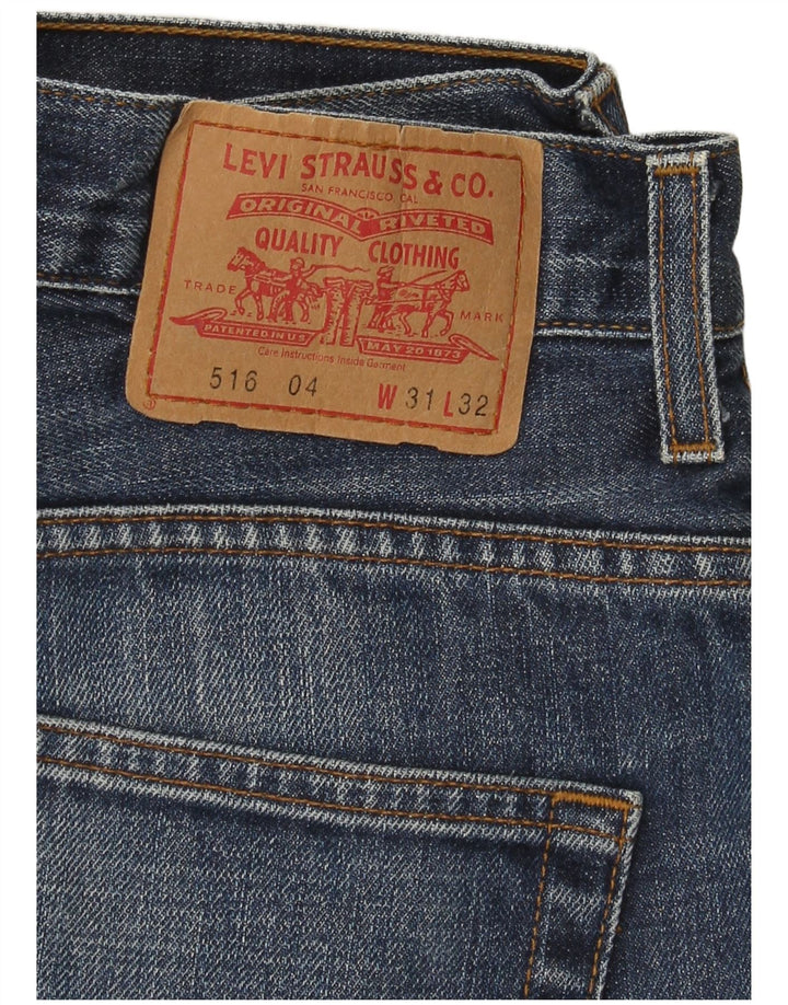 Levi's Damen 516 Flared Jeans W31 L32 Blaue Baumwolle