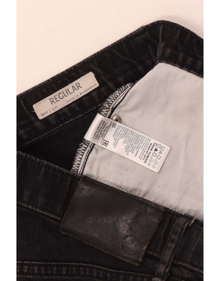 Marks & Spencer Herren Regular Straight Jeans W32 L31 Schwarze Baumwolle