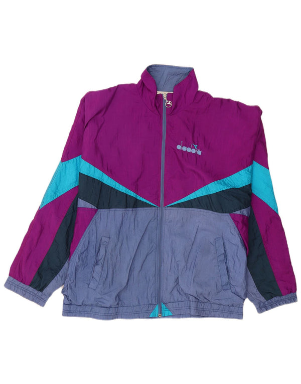 Diadora Herren-Trainingsanzug-Oberteil, Jacke, XL, Lila, Colourblock-Nylon