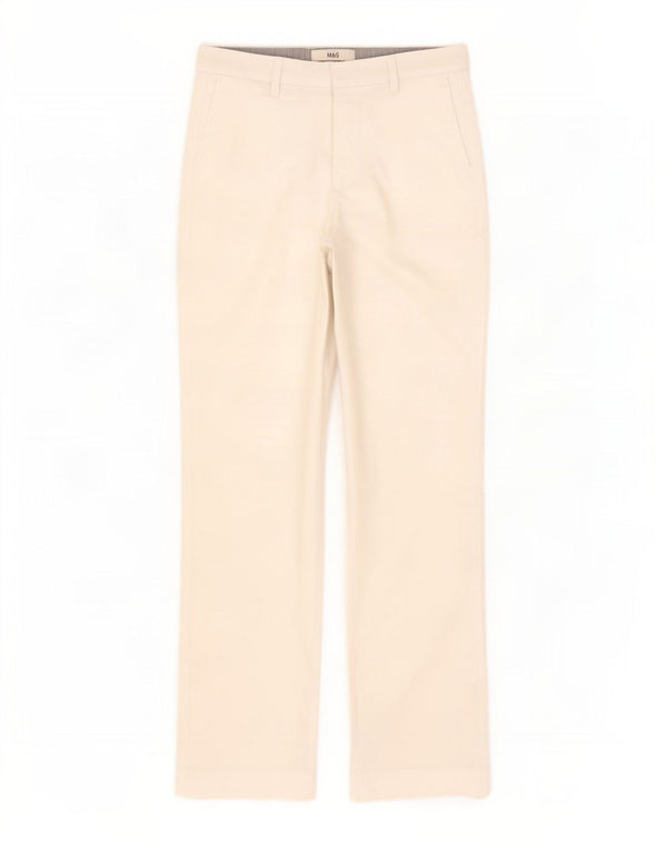 Marks & Spencer Damen Gerade Chinohose UK 10 Small W30 L31 Weiß