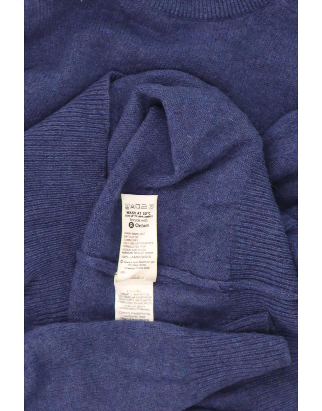 Marks & Spencer Herren-Pullover Harbor mit Rundhalsausschnitt, mittelgroß, Lammwolle, Blau
