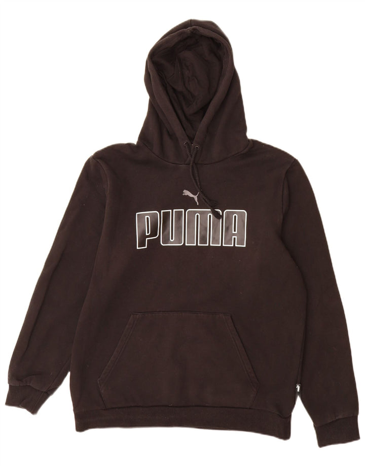 Puma Herren Grafik-Hoodie-Pullover aus mittelschwarzer Baumwolle