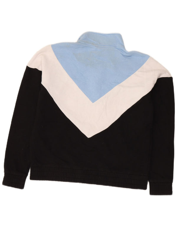 Fila Damen-Sweatshirt mit Reißverschluss am Hals, UK 14, Mittelschwarz, Farbblock