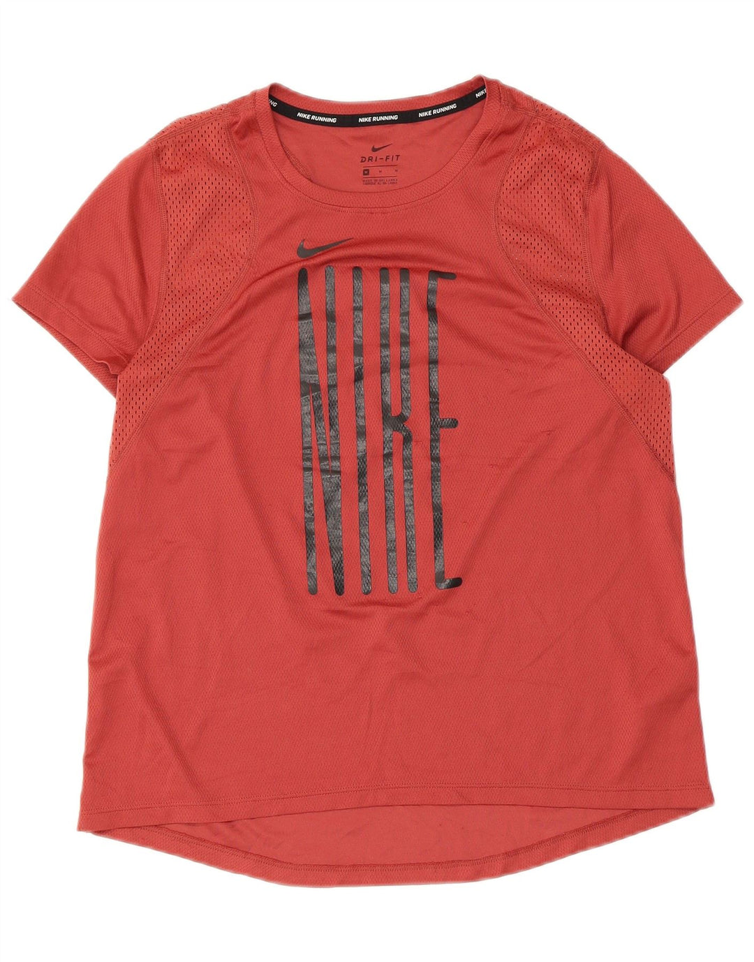 Nike Damen Dri Fit Running Graphic T-Shirt Top UK 12 Mittelrotes Polyester