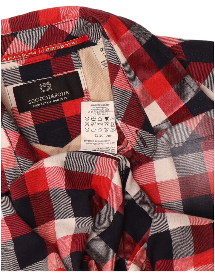 Scotch & Soda Herren Amsterdam Couture Flanellhemd Mittelrot karierte Baumwolle