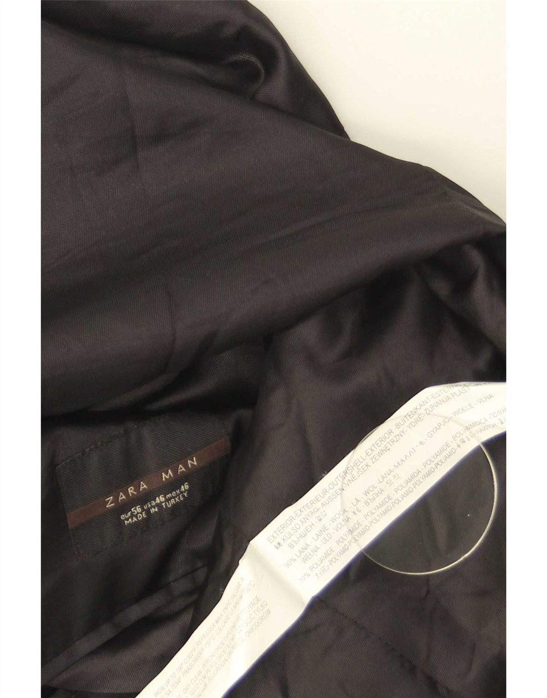 Zara Herren-Blazer mit 2 Knöpfen, EU 56, XL, schwarze Wolle