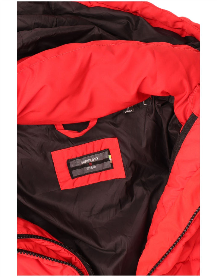 Superdry Herren-Jacke mit Kapuze, gepolstert, UK 40, Größe L, Rot, Polyester