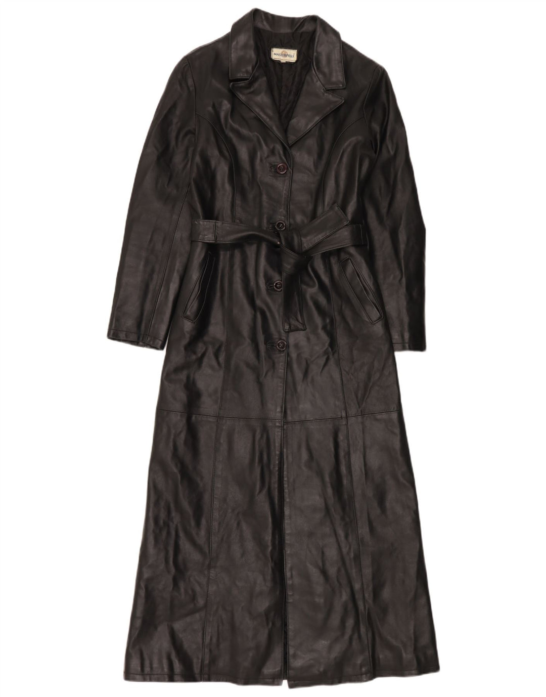Lavorazione Artigianale Damen Ledermantel IT 42 Medium Schwarz