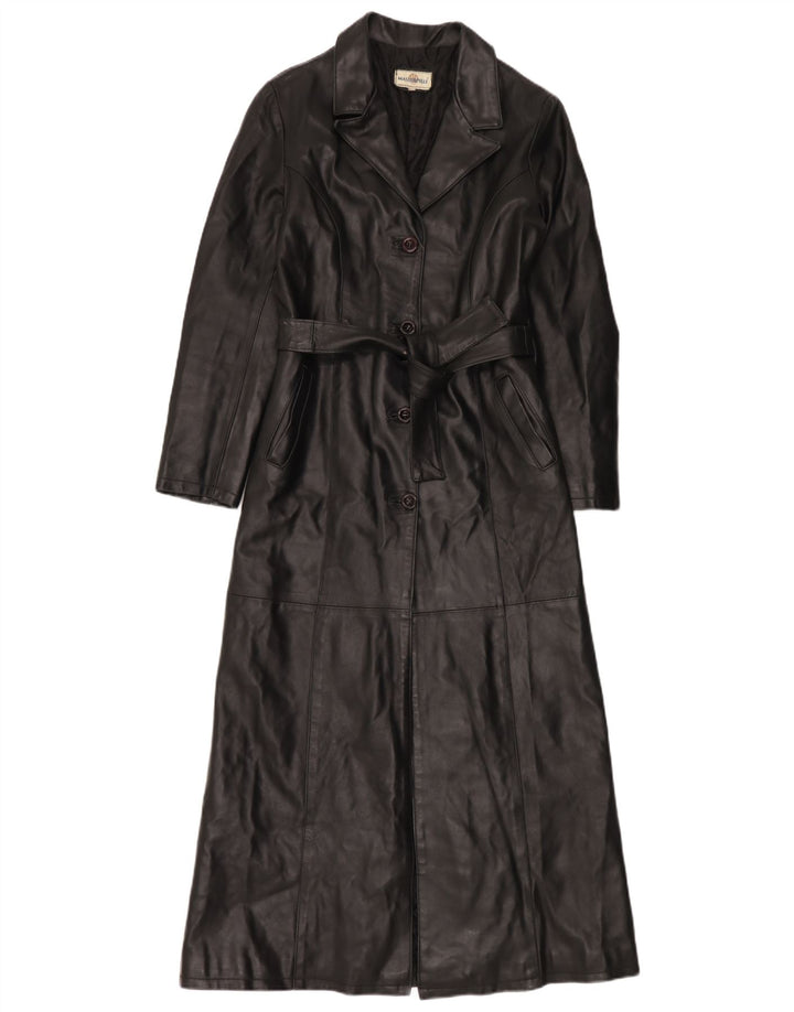 Lavorazione Artigianale Damen Ledermantel IT 42 Medium Schwarz