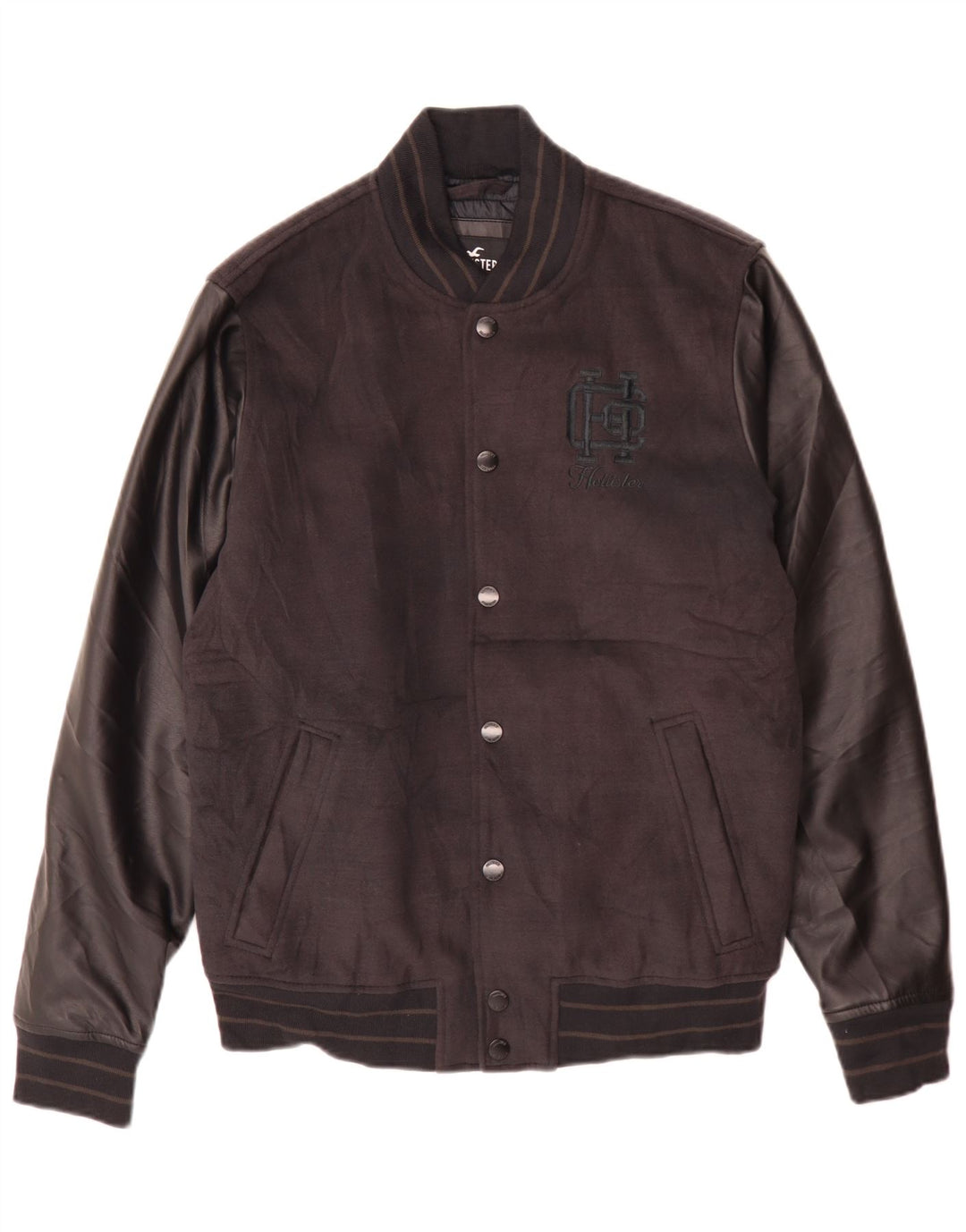 Hollister Mens Graphic Varsity Jacket UK 38 Mittelschwarzes Polyester