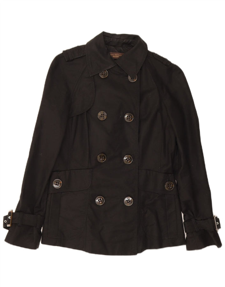 Zara Damen Trenchcoat UK 10 Small Schwarze Baumwolle