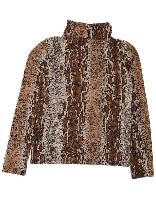 Zara Damen Top Langarm UK 14 Großes braunes Tiermuster