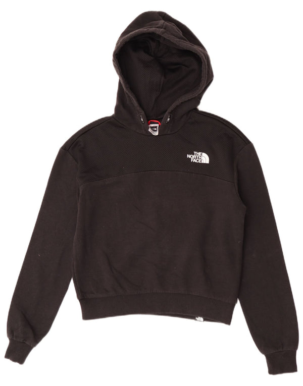 The North Face Damen Crop Hoodie Pullover UK 12 Mittelschwarze Baumwolle