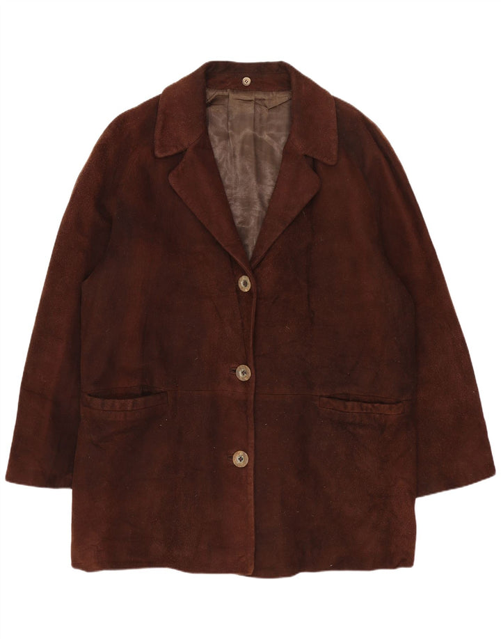 Vintage Damen Übergroßer Wildledermantel EU 44 XL Braun