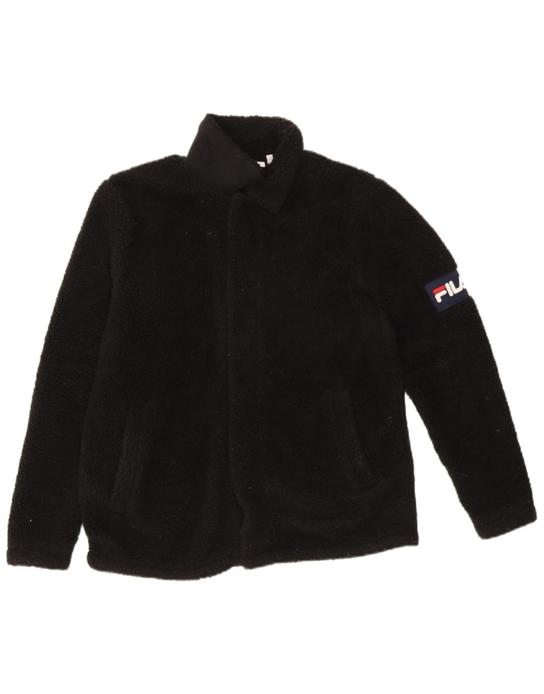 Fila Damen Graphic Fleecejacke UK 10 Small Schwarz Polyester