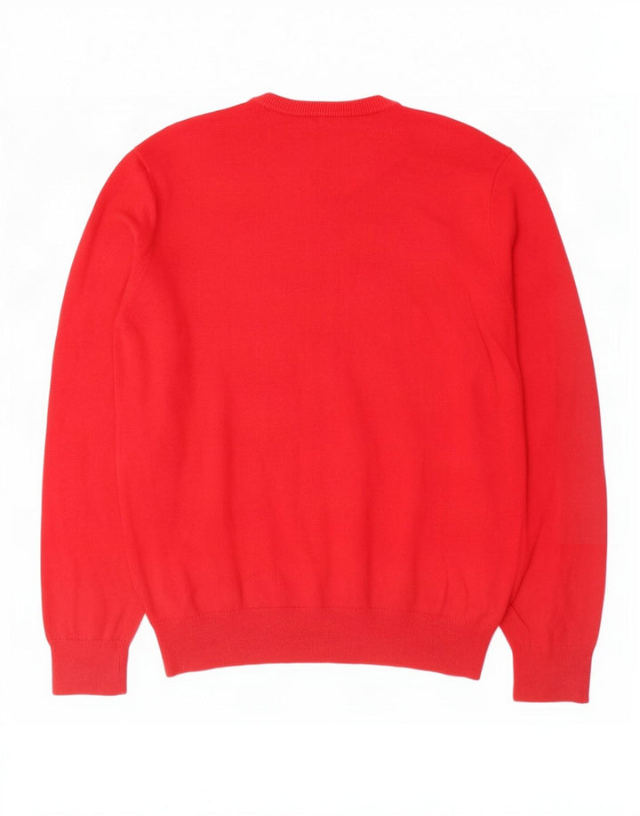 Gap Damen-Pullover mit V-Ausschnitt, groß, aus roter Baumwolle