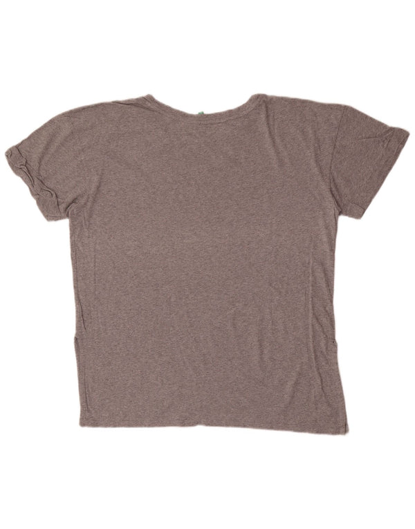 Benetton Damen T-Shirt Top UK 18 XL Grau meliert