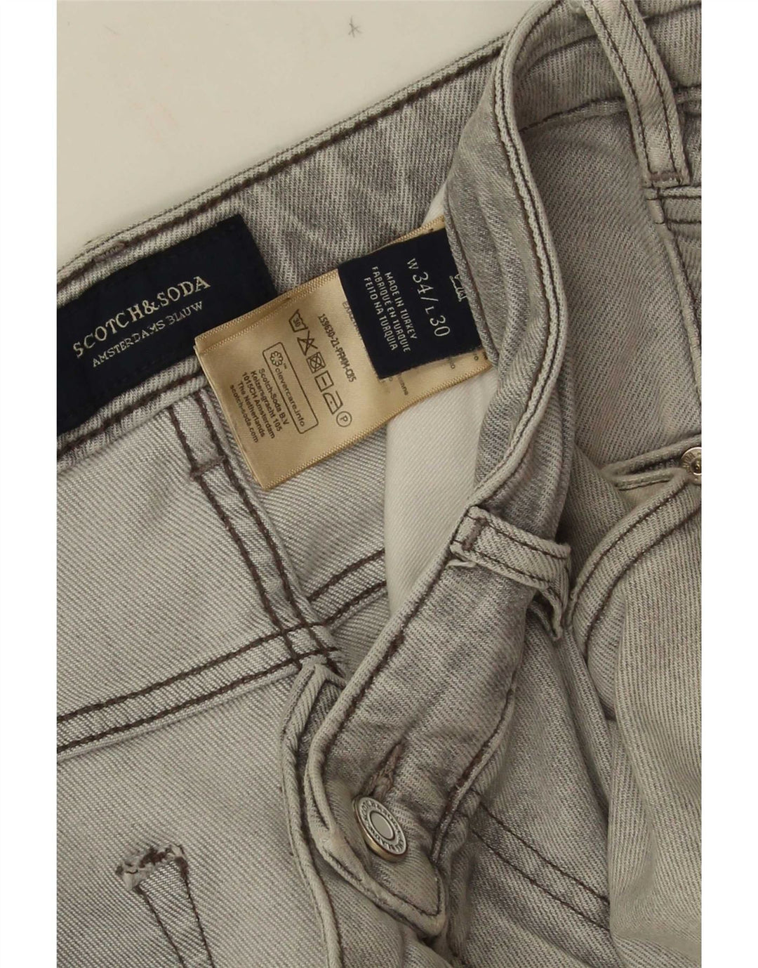 Scotch & Soda Herren Slim Jeans W34 L30 Graue Baumwolle