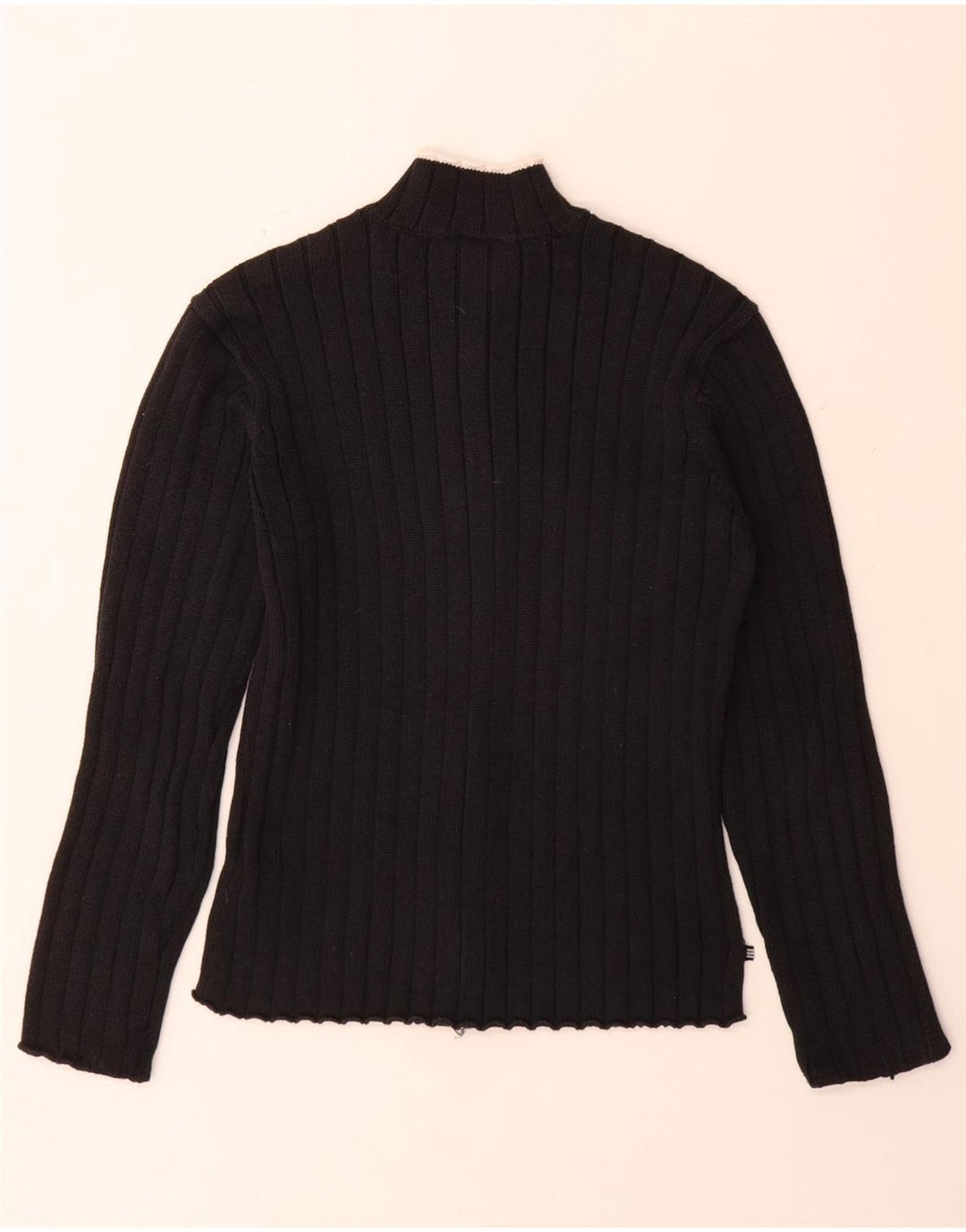 ADIDAS Damen-Cardigan-Pullover UK 12 Mittelschwarze Baumwolle