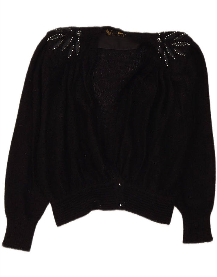Vintage Damen Cardigan Pullover IT 48 XL Schwarz