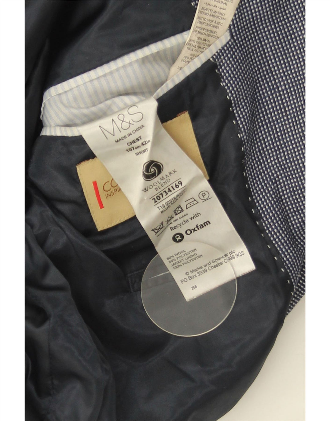 Marks & Spencer Herren-Kurzblazer, Gr. 42, groß, marineblau gepunktet