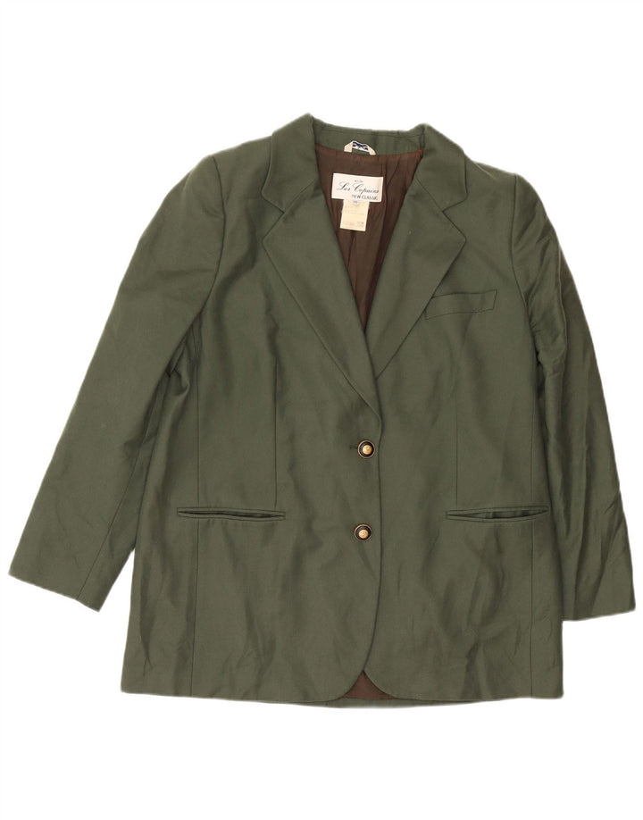Les Copains Damen 2-Knopf-Blazerjacke IT 52 2XL Khaki Wolle