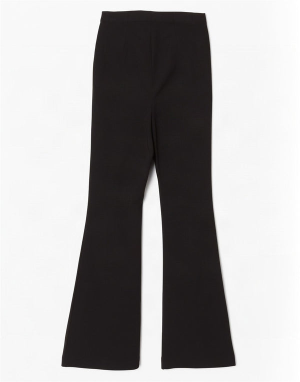 Topshop Damen Flare Freizeithose UK 10 Small W28 L32 Schwarze Viskose