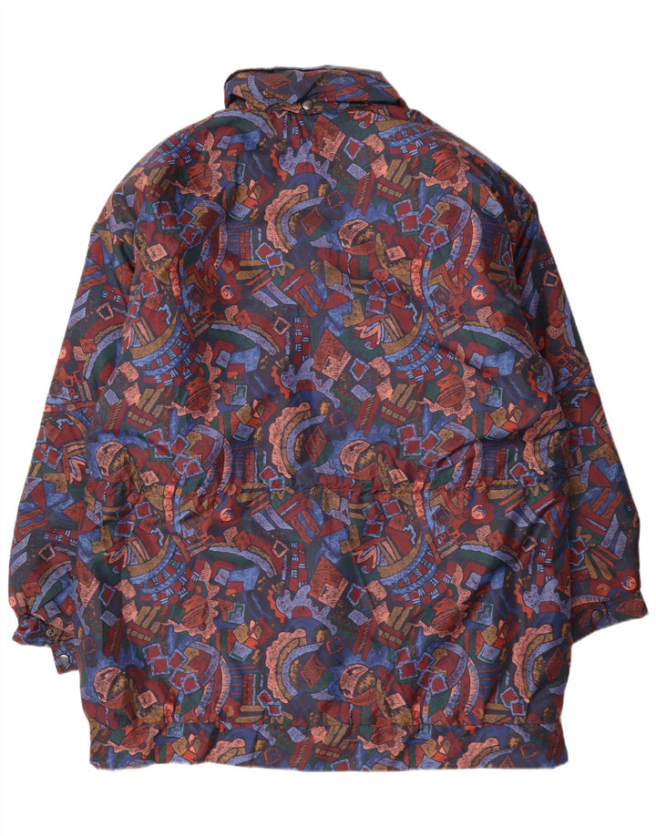 VINTAGE Damen Windjacke Mantel UK 16 Groß Mehrfarbig Geometrisch